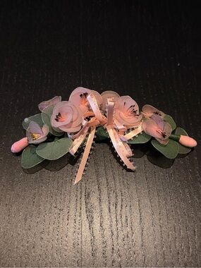 Vintage Pink Floral Ribbon Hair Barrette - Graduation/ wedding boutonniere